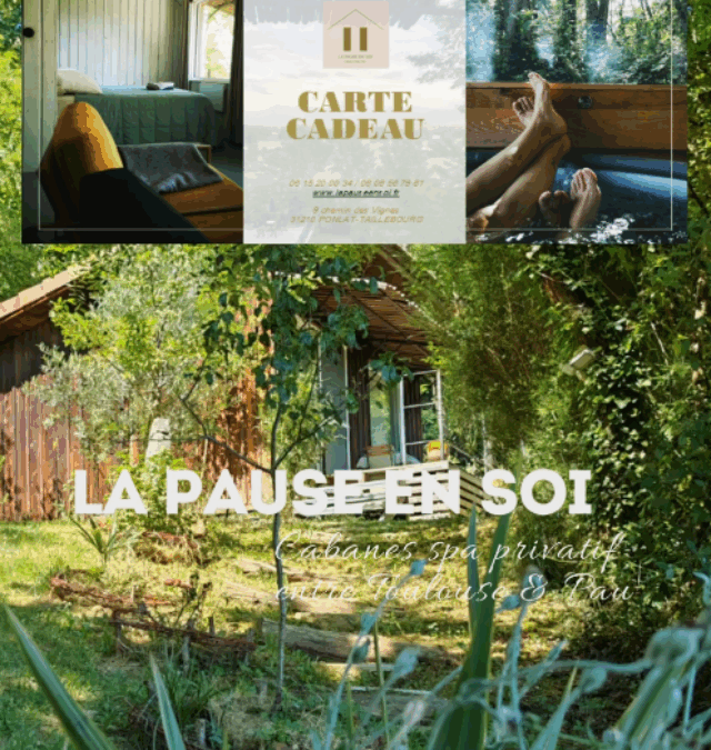 Carte cadeau Lapauseensoi séjour cabane jacuzzi en Occitanie
